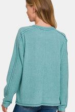 Load image into Gallery viewer, Zenana Full Size Contrast Stitching Brushed Ribbed Hacci Knit Top Plu Size
