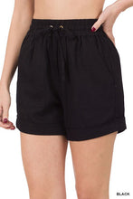 Load image into Gallery viewer, LINEN DRAWSTRING-WAIST SHORTS WITH POCKETS
