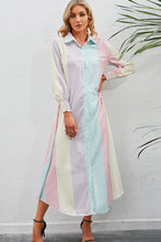 Load image into Gallery viewer, Rainbow Stripe Button-Up Maxi Shirt Dress
