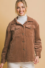 Load image into Gallery viewer, Love Tree Corduroy Button Up Jacket with Sherpa Inside
