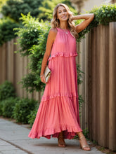Load image into Gallery viewer, Ruffled Sleeveless Tiered Maxi Dress with Pockets
