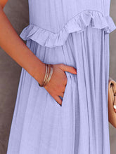 Load image into Gallery viewer, Ruffled Sleeveless Tiered Maxi Dress with Pockets
