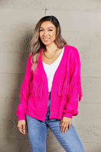 Load image into Gallery viewer, Double Take Fringe Trim Open Front Cardigan
