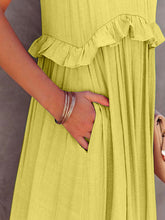 Load image into Gallery viewer, Ruffled Sleeveless Tiered Maxi Dress with Pockets
