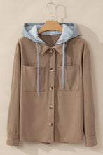 Load image into Gallery viewer, Drawstring Button Up Long Sleeve Hooded Jacket

