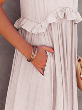Load image into Gallery viewer, Ruffled Sleeveless Tiered Maxi Dress with Pockets

