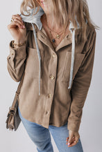 Load image into Gallery viewer, Drawstring Button Up Long Sleeve Hooded Jacket
