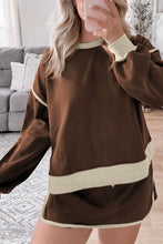 Load image into Gallery viewer, Contrast Trim Round Neck Top and Skort Set
