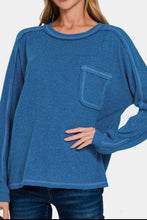 Load image into Gallery viewer, Zenana Full Size Contrast Stitching Brushed Ribbed Hacci Knit Top Plus Size
