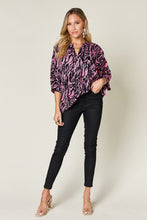 Load image into Gallery viewer, Double Take Full Size Printed Notched Three-Quarter Sleeve Blouse
