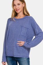 Load image into Gallery viewer, Zenana Full Size Contrast Stitching Brushed Ribbed Hacci Knit Top
