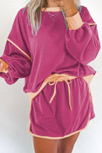 Load image into Gallery viewer, Contrast Trim Round Neck Top and Skort Set
