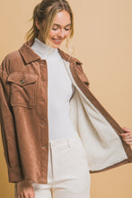 Load image into Gallery viewer, Love Tree Corduroy Button Up Jacket with Sherpa Inside
