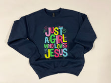Load image into Gallery viewer, Girl Who Loves Jesus Sweatshirt
