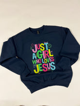 Load image into Gallery viewer, Girl Who Loves Jesus Sweatshirt
