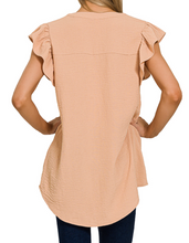 Load image into Gallery viewer, Woven Airflow Ruffle-Sleeve Top
