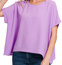 Load image into Gallery viewer, Woven Bubble Round Neck Top
