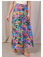 Tropical Flower Tiered Maxi Skirt