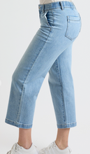 Load image into Gallery viewer, High Rise Tummy Control Denim Crops
