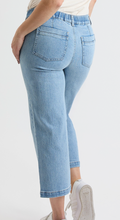 Load image into Gallery viewer, High Rise Tummy Control Denim Crops
