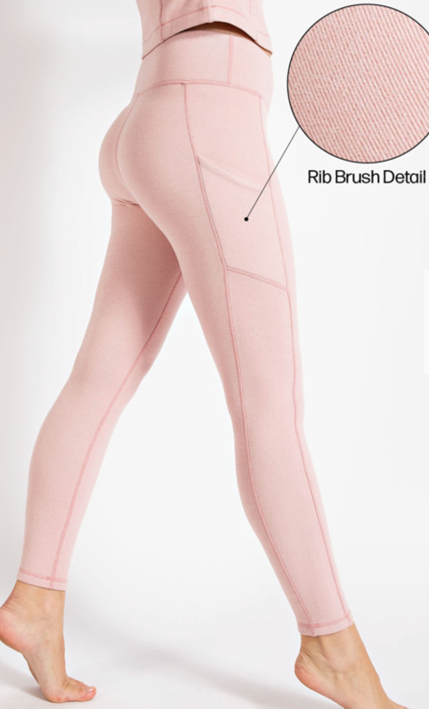 Ribbed Brushed Leggings with Pockets