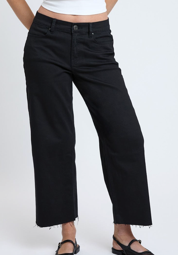 High Rise Wide Leg Black Jeans