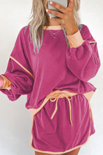 Load image into Gallery viewer, Contrast Trim Round Neck Top and Skort Set
