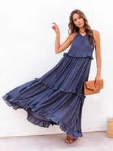 Load image into Gallery viewer, Ruffled Sleeveless Tiered Maxi Dress with Pockets
