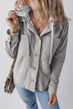 Load image into Gallery viewer, Drawstring Button Up Long Sleeve Hooded Jacket
