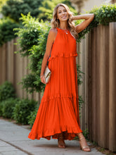 Load image into Gallery viewer, Ruffled Sleeveless Tiered Maxi Dress with Pockets
