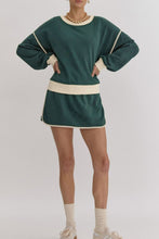 Load image into Gallery viewer, Contrast Trim Round Neck Top and Skort Set
