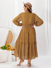 Load image into Gallery viewer, Plus Size Polka Dot Tie Neck Balloon Sleeve Maxi Dress
