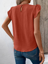 Load image into Gallery viewer, Ruched Round Neck Cap Sleeve Blouse
