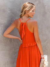 Load image into Gallery viewer, Ruffled Sleeveless Tiered Maxi Dress with Pockets
