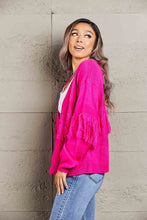 Load image into Gallery viewer, Double Take Fringe Trim Open Front Cardigan
