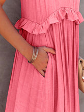 Load image into Gallery viewer, Ruffled Sleeveless Tiered Maxi Dress with Pockets
