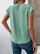 Load image into Gallery viewer, Ruched Round Neck Cap Sleeve Blouse
