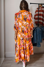Load image into Gallery viewer, Printed Half Button Collared Neck Tiered Dress
